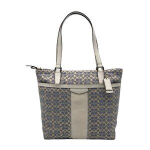 Coach Blue Signature C Monogram Canvas Stripe Tote Bag F28927